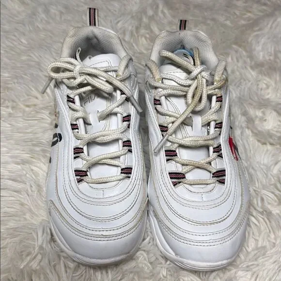 Fila White Sneakers with Navy and Red Details - Picture 2 of 5